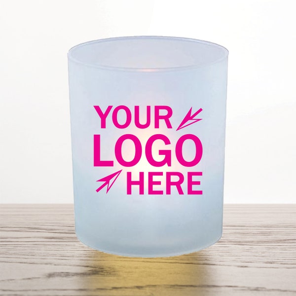 24pcs - Personalized Frosted Votive Candle Holder -Custom Design - Frosted Teakight Votive Holder - Add Your Brand Logo Design