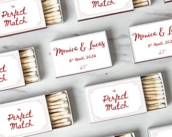 BULK SET OF 50 Personalized Wedding Favor Matches - Custom Wedding Favors and Bridal Shower Favors - Custom Party Favors - The Perfect Match