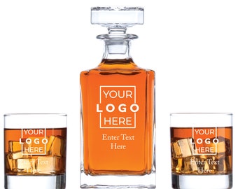 Add Your Own Sports Team Logo Here - with Options - Whiskey Glasses, Decanter, Decanter and Whiskey Glasses Set Barware Decanter Sets