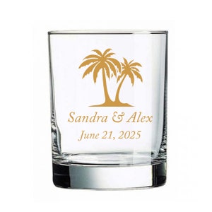 24pcs - Personalized Old Fashioned Whiskey Rocks Glass - Palm Tree Design Motif - 20750B-EDPP219A