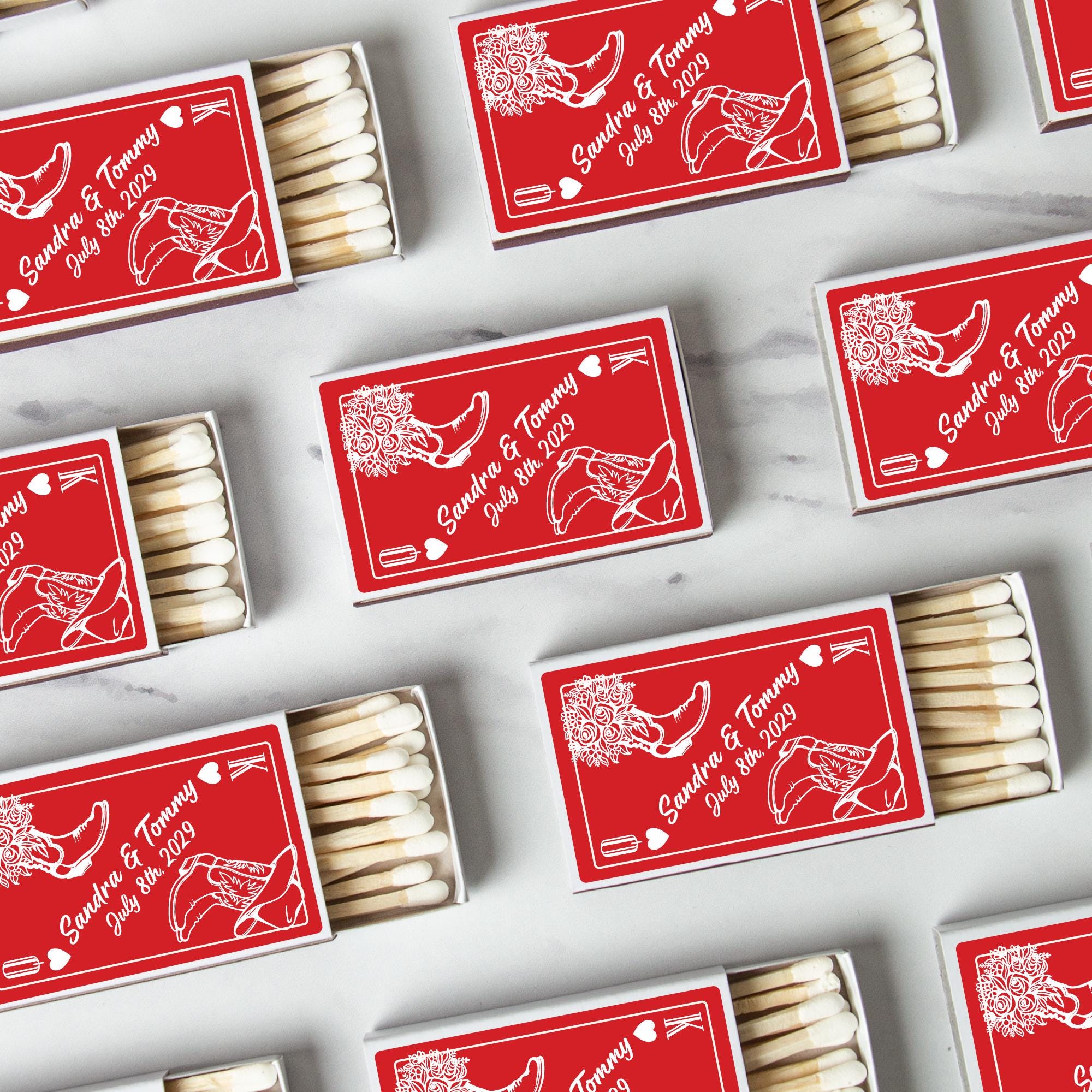 BULK SET OF 50 Personalized Wedding Shower Matches - Custom Wedding Favors and Bridal Shower - Custom Party Favor - Cowboy Theme Favors