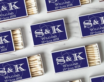 BULK SET OF 50 Wedding Shower Matches personnalisés - Faveurs de mariage personnalisées et faveurs de douche nuptiale - Custom Party Favors Monogram Initials