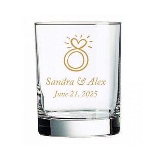 24pcs - Personalized Old Fashioned Whiskey Rocks Glass - Heart Bling Engagemet Ring Motif - 20750B-EDPP219E