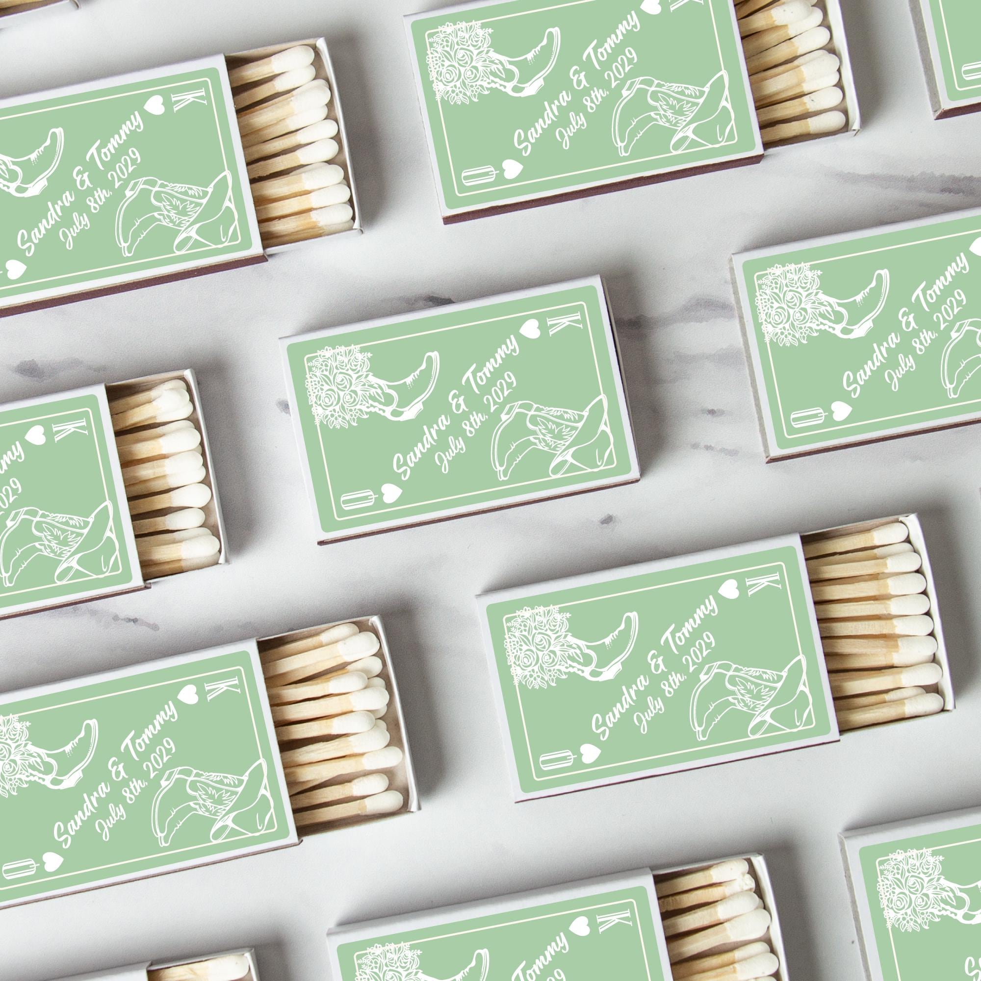 BULK SET OF 50 Personalized Wedding Shower Matches - Custom Wedding Favors and Bridal Shower - Custom Party Favor - Cowboy Theme Favors
