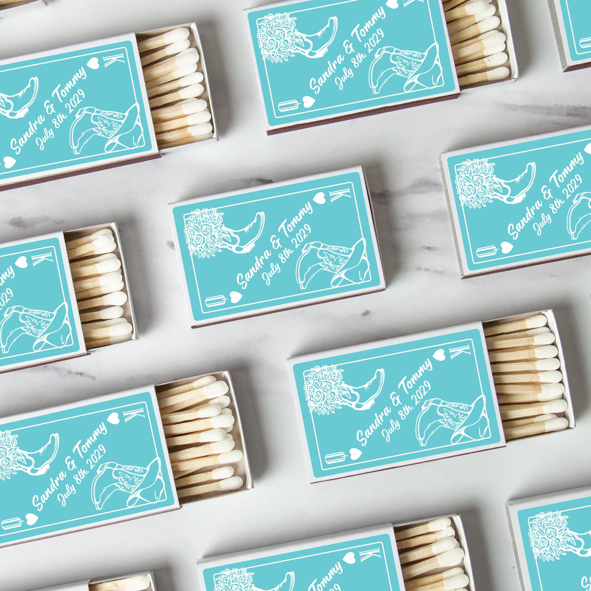 BULK SET OF 50 Personalized Wedding Shower Matches - Custom Wedding Favors and Bridal Shower - Custom Party Favor - Cowboy Theme Favors