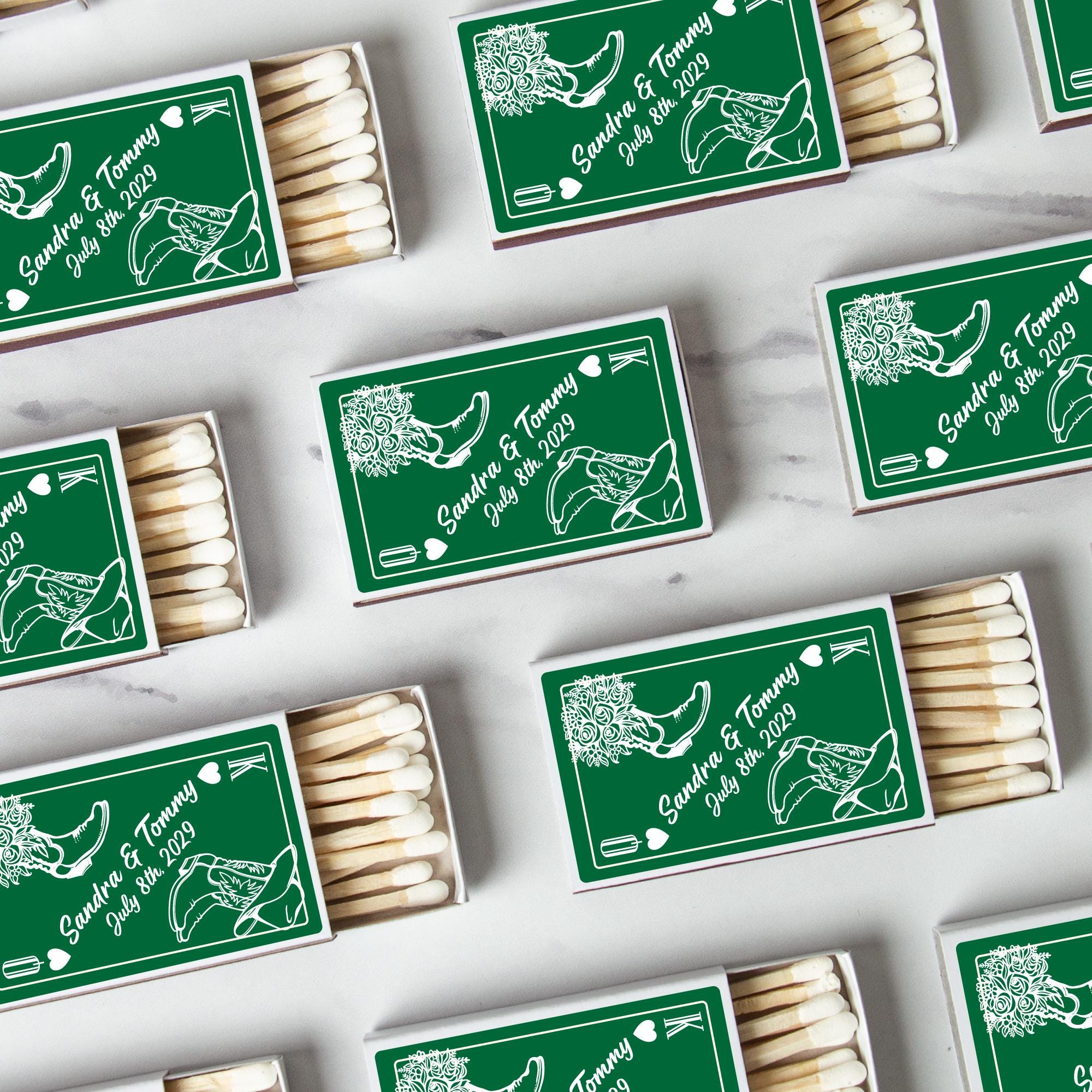 BULK SET OF 50 Personalized Wedding Shower Matches - Custom Wedding Favors and Bridal Shower - Custom Party Favor - Cowboy Theme Favors