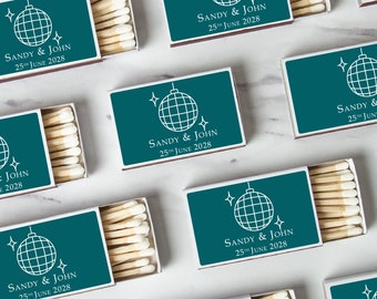 BULK SET OF 50 Personalized Wedding Shower Matches - Custom Wedding Favors and Bridal Shower Favors - Custom Party Favors - Disco Ball