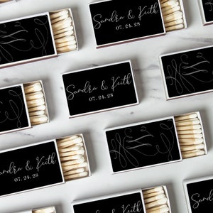 BULK SET OF 50 Personalized Wedding Monogram Matches - Custom Wedding Favors and Bridal Shower - Custom Party Favor - Fancy Script Monogram