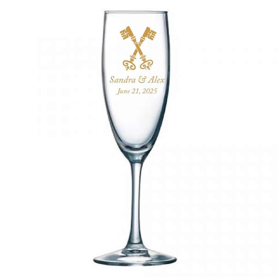 24pcs Personalized Champagne Flutes With Stem Glasses 5.75oz Crossed