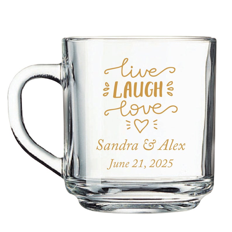 24pcs Personalized Handy Glass Coffee Mugs 53337-EDPP219K Live Laugh Love Motif