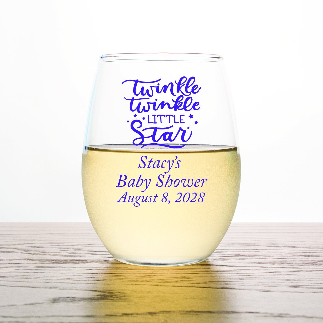 Personalized Baby Shower Stemless Wine Glass Favors - Set of  Bebe wine glasses 8 total display picture 1