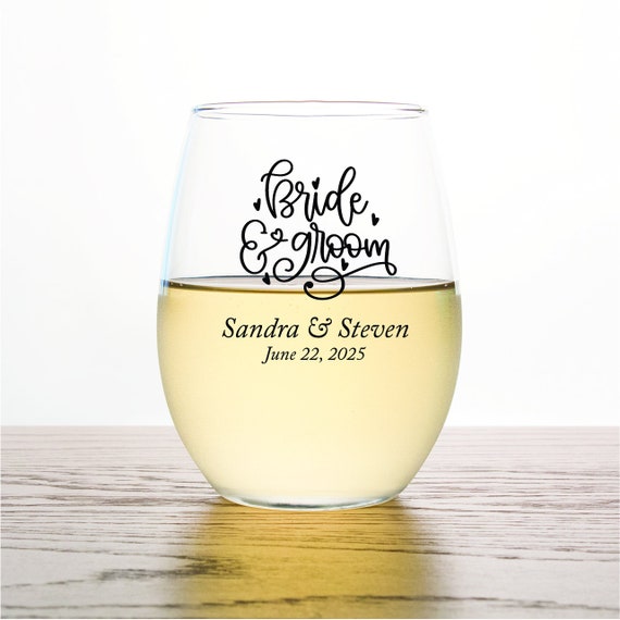 24pcs - Personalized Stemless Wine Glass 9oz - Bride & Groom Stemless Wine  Glasses - Wedding Favors - Party Favor Glassware - ST9OZ-EDPP242B - Etsy