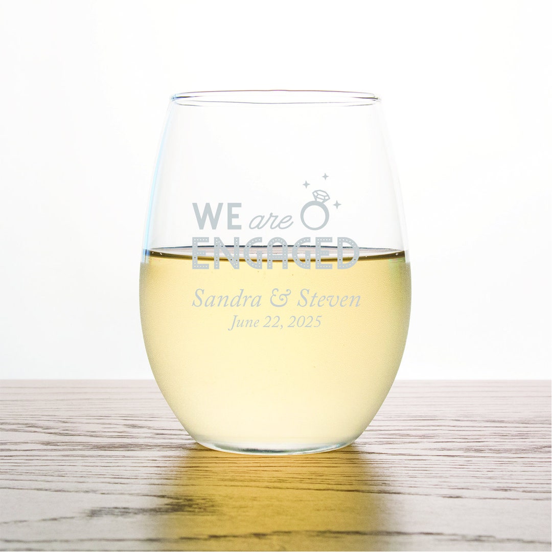24pcs - Personalized Stemless Wine Glass 9oz - We Are Engaged - Wedding ...