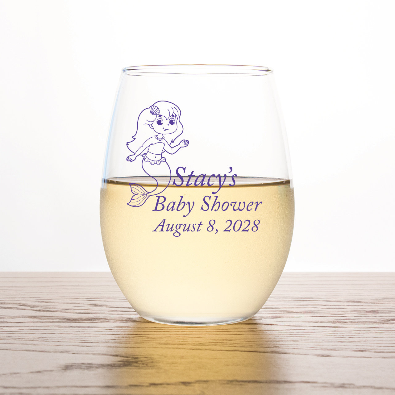 Personalized Baby Shower Stemless Wine Glass Favors - Set of  Bebe wine glasses 8 total main image 2