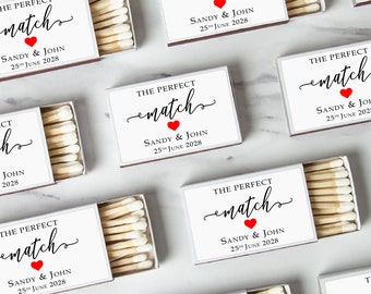 BULK SET OF 50 Personalized Wedding Shower Matches - Custom Wedding Favors and Bridal Shower Favors - Custom Party Favors - Perfect Match