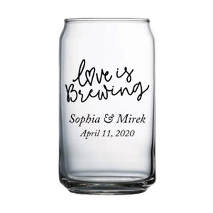 36pcs - Personalized Can Shaped Glass - Wedding Favors Glassware - Party Gifting Ideas -  Love is Brewing Can Shaped Glass - E5458-EDPP287A