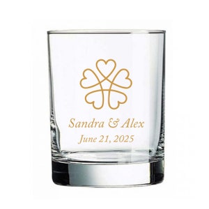 24pcs - Personalized Old Fashioned Whiskey Rocks Glass - Infinite Heart Shamrock Wreath Motif - 20750B-EDPP219F