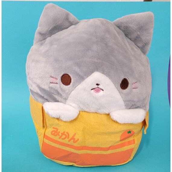 Yell Gray Cat in Orange Box Plush 11