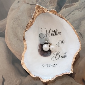 Custom Oyster Shell Mother of The Bride with Wedding Date - Gift Boxed - Thoughtful Gift for the Moms - Mother of the Groom - Step Mom