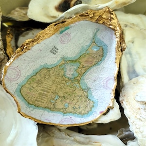 Custom Oyster Shell/NOAA Chart/Map, Favorite Port /Harbor or Coastal Location, Wedding/Anniversary/Engagement, Hostess Gift, Ornament Option