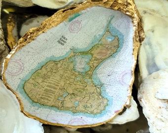 CUSTOM NOAA Chart in Cape Cod Oyster Shell, Any US Port/Harbor, Wedding/Anniversaries/Engagements, Event Favors, Gift Box, Bulk Orders Avail