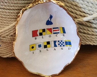 Block Island Nautical Flags, Cape Cod Oysters, Block Island Summer, Island Life, Rhode Island Lover, Xmas Ornament, Shell Ornament, Gift Box