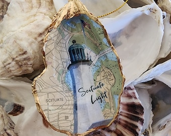 Scituate Light Oyster Shell, Lighthouse Lovers, Hostess Gift, Gift Boxed