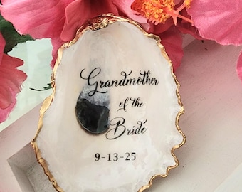 Mother of The Bride Gift Personalized with Wedding Date, Cape Cod Oyster Shell, Gift for the Moms, Dads, Steps and Grands, with Wedding Date