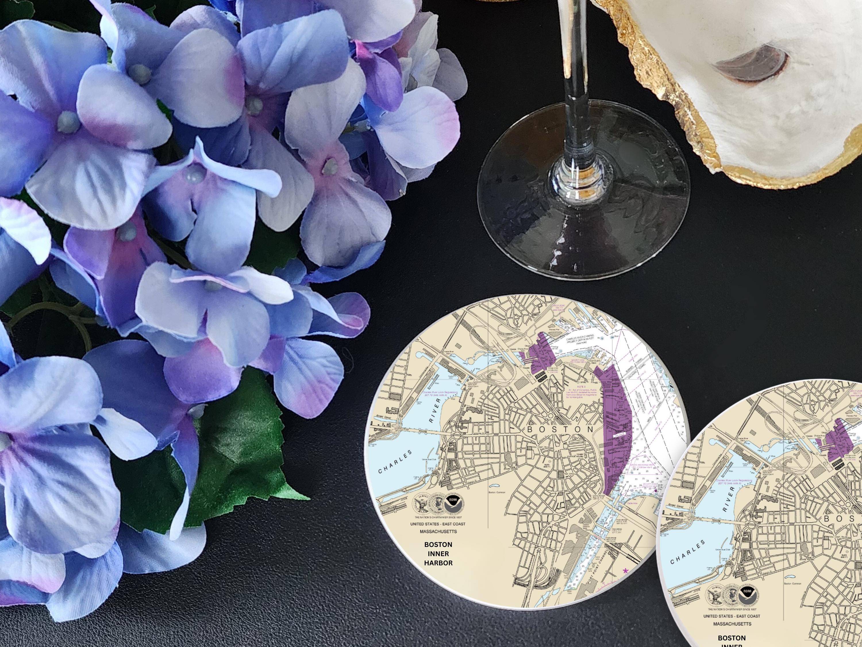 Custom NOAA Chart/map Ceramic Coasters, Wedding, Anniversary ...