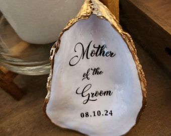 Mother of the Groom Gift - Oyster Shell Trinket Dish - Wedding Date - Mother of the Bride Gift - Mother in Law Gift - Special Date Ring Dish