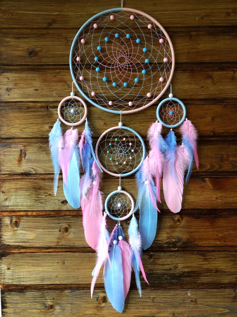 Dream catcher Pink Blue wall hanging Dreamcatchers blue&amp;pink | Etsy