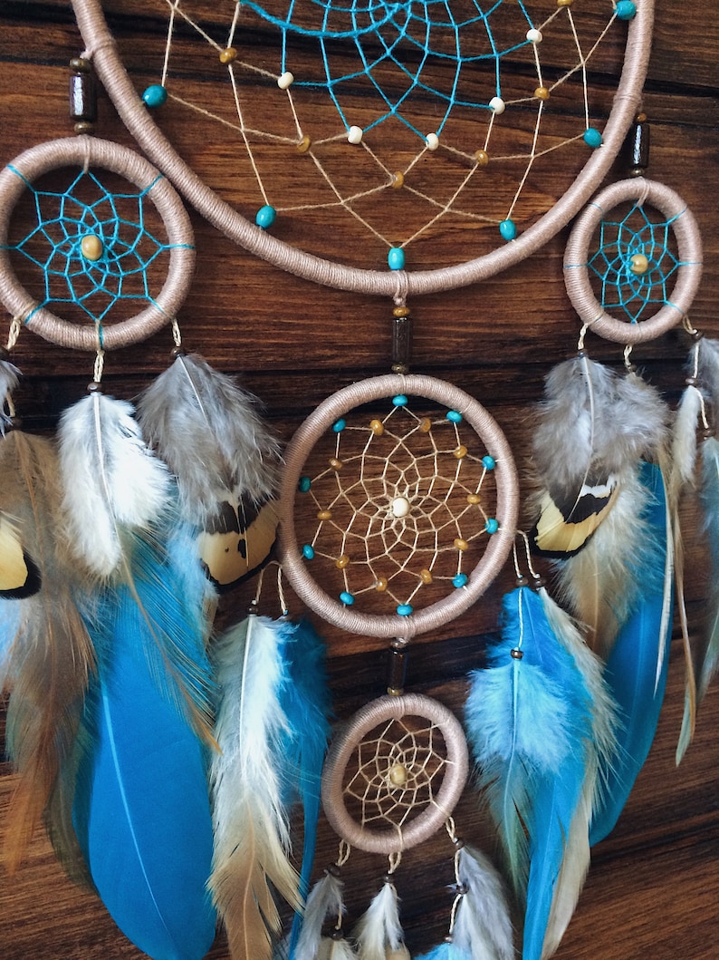 Large dream catcher Blue dream catcher Wall hanging Native Etsy