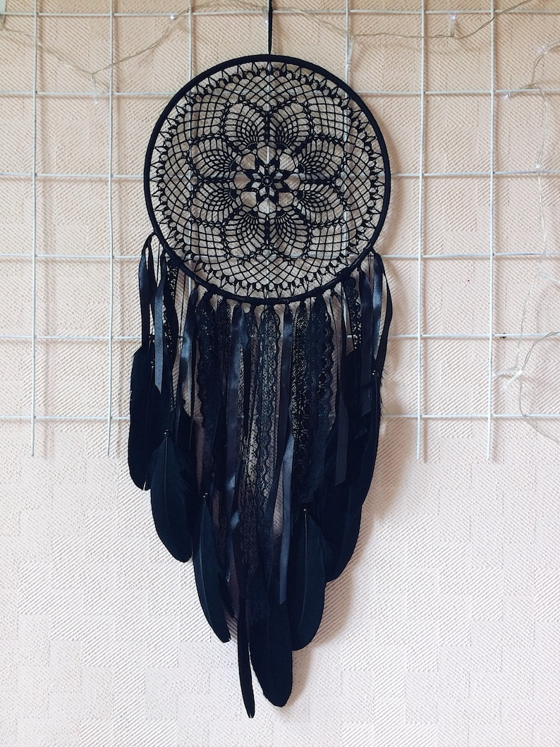 Large Dream catcher Boho Dreamcatcher Black dream catcher Etsy