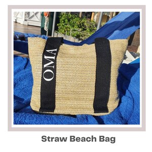 Personalised Straw bag, Custom Strap beach bag, Straw tote bag, Holiday, Hen Party, St tropez bag, Honeymoon, luxe beach accessory bag- Mini