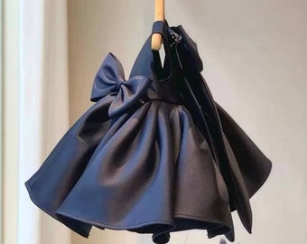 Baby Toddler Navy Flower Girl Birthday Baptism Christening Wedding Communion Princess Party Photoshoot Formal Special Occasion Bow Dress