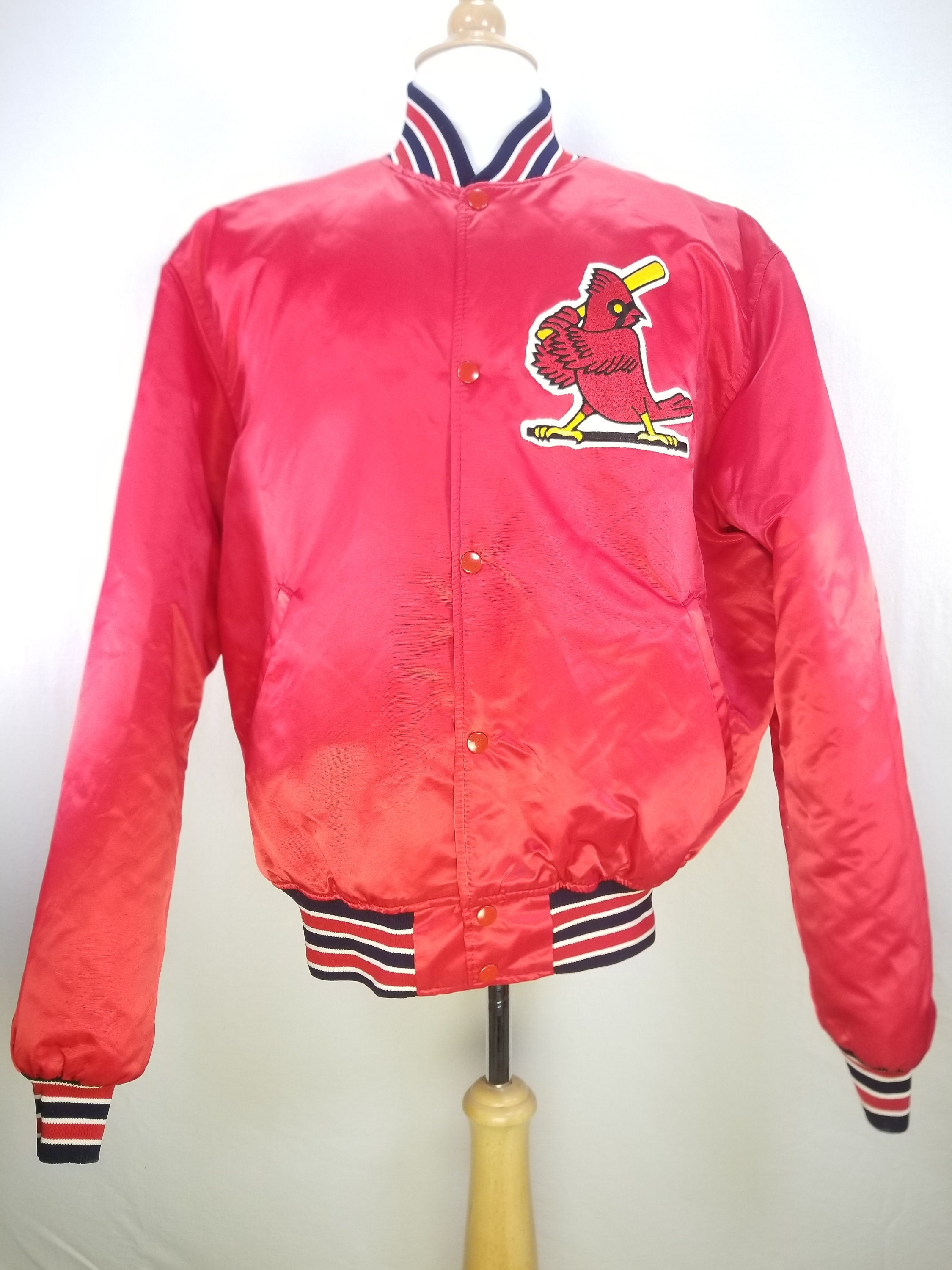 Vintage 1980s St Louis Stl Cardinals Chalk Line Satin Bomber Jacket - L