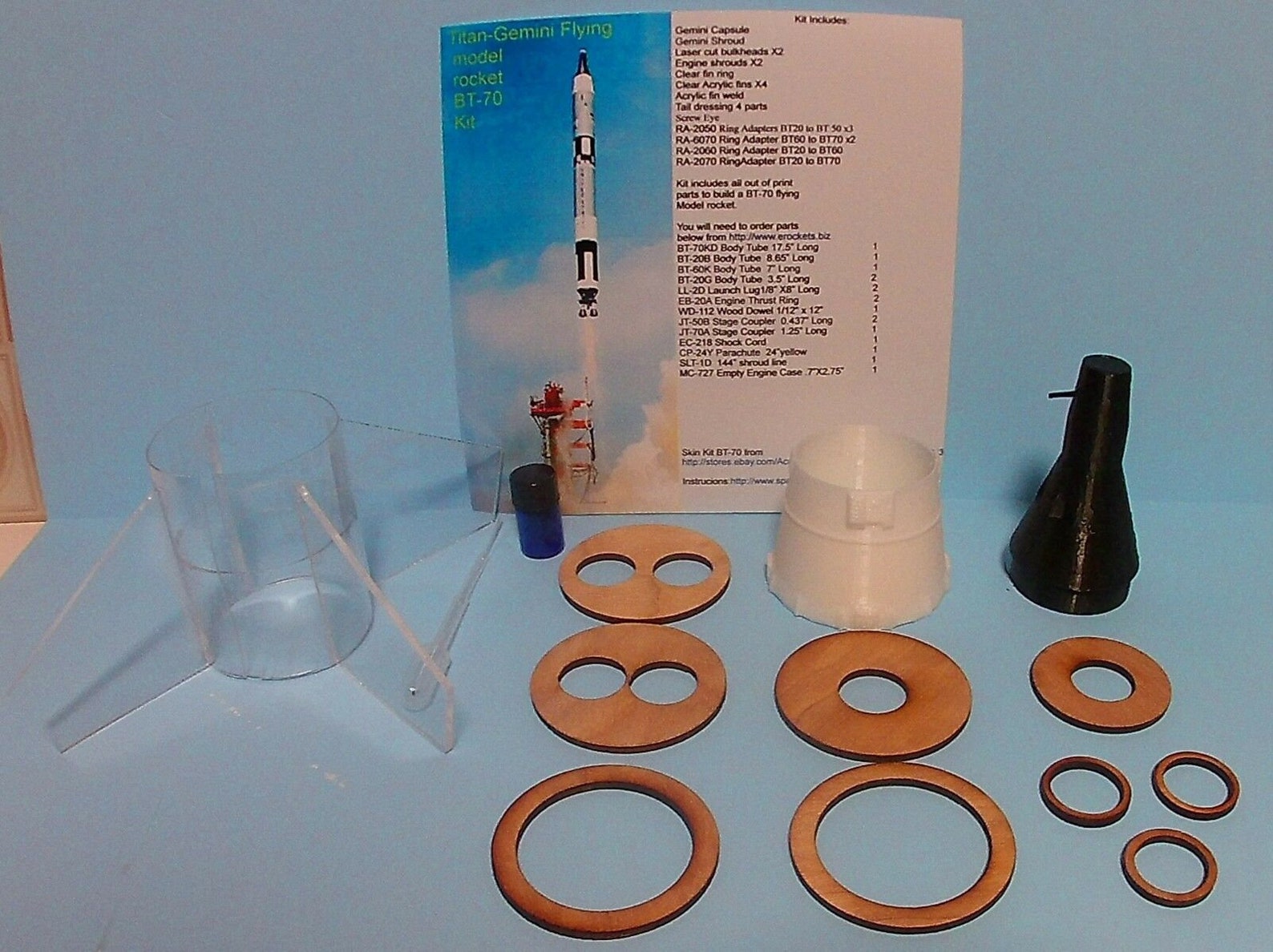GeminiTitan model rocket parts kit size BT70/not a complete Etsy