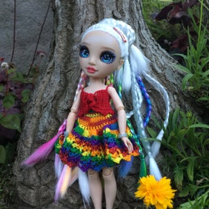 Rainbow High doll clothes, Rainbow crochet doll skirt, RH colorful clothes