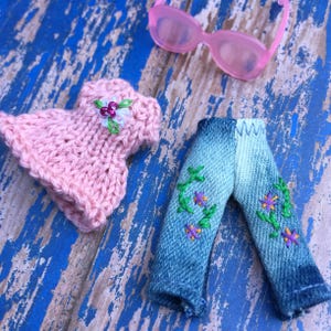 Knit Petite outfit, Pink doll outfit, Tiny Blythe clothes