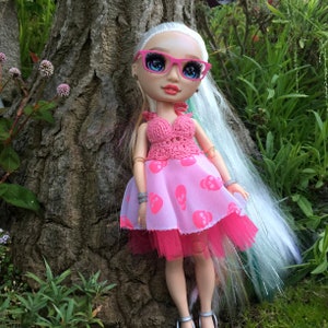 Rainbow High doll outfit, Shadow High clothes, pink skull doll outfit
