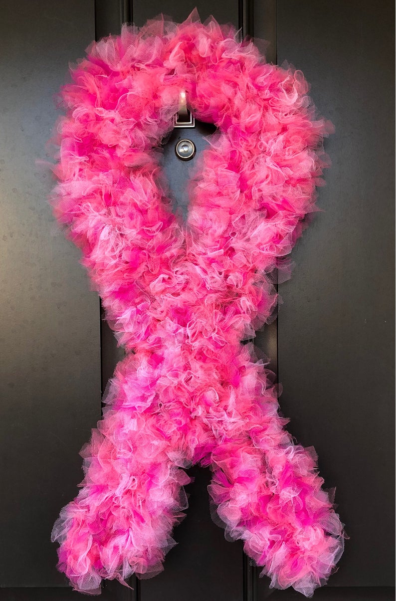 Breast Cancer Awareness Ribbon Wreath