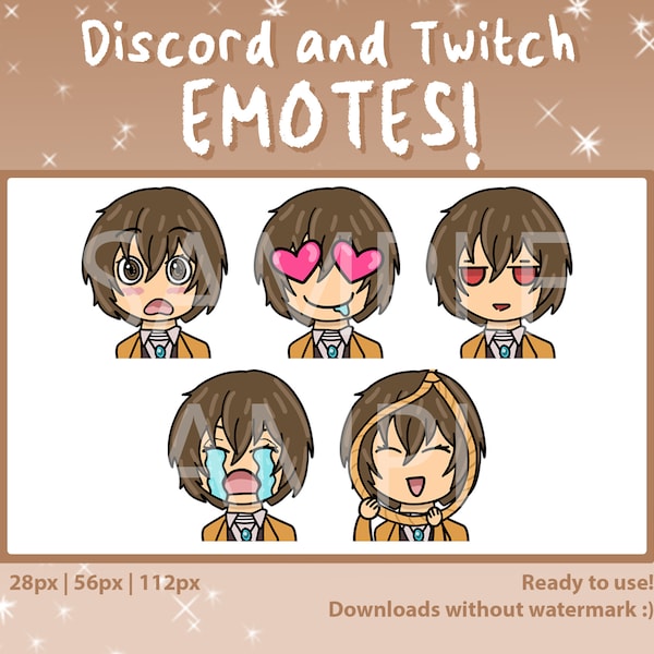 Dazai Emotes - Emojis for Discord, Twitch, YouTube | BSD, Anime, Streamer Pack