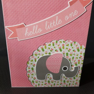 Hello Little One | Baby Girl | Congratulations | Elephant | Floral | Handmade | New Baby