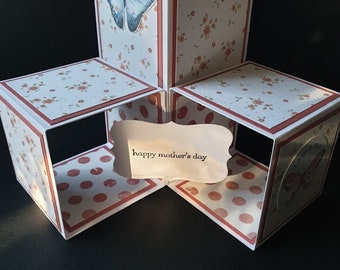 Mother's Day Cube Card | Pop-up Cards | Handmade Cards | Tri-cube Card | Floral | Polka Dots | Butterfly |