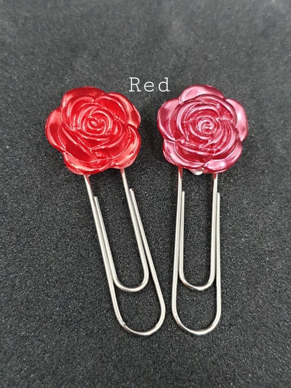 Rose Bookmarks Planner Markers Page Marker Bookmark Paper Clips Decorative  Paper Clip Cute Paper Clips Set of 2 