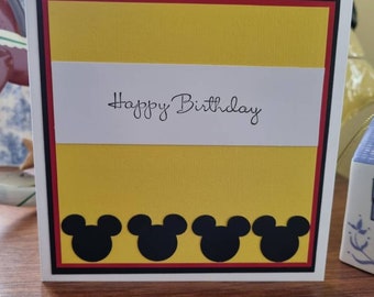 Mickey Mouse|Handmade| Birthday Card|Disney|Blank Card