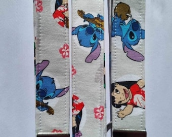 Lilo en Stitch-sleutelhangers | Handgemaakt | Polsbandje | Sleutelhouder | Sleutelaccessoires | Sleutelhanger | Stoffen sleutelhanger | Sleutelhouder polsband