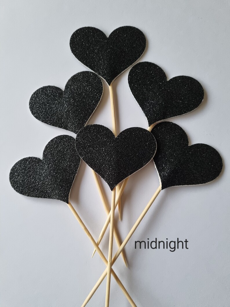 Glitter Heart Cupcake Toppers glitter Heart Topper heart Cake Toppers