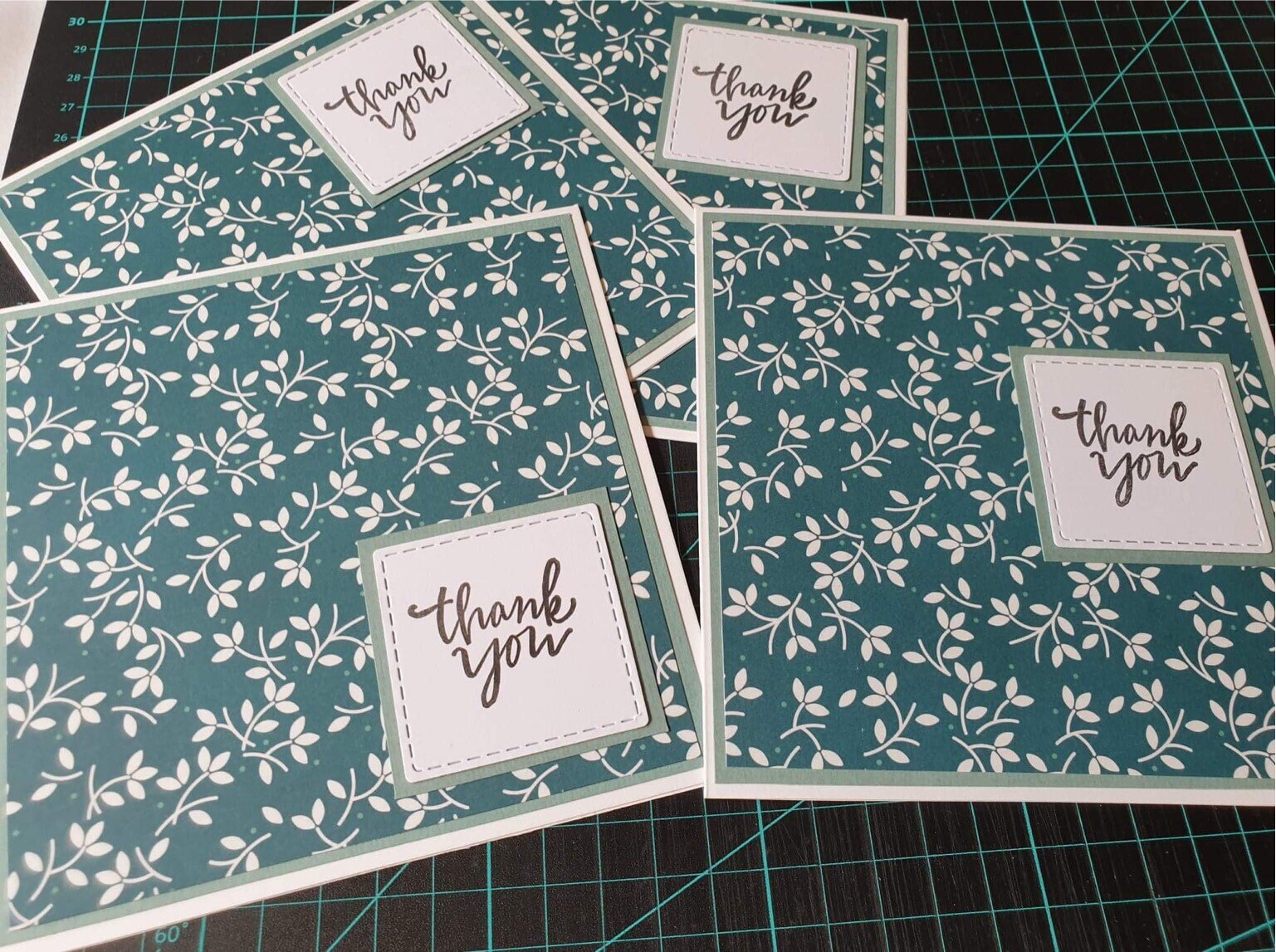 Set of 6 Thank You Cards Blank Cards Handmade Elegant Cards Stamped ...