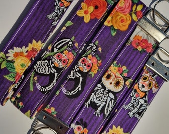 Day of the dead animals| Handmade | Wristlet | Key Holder | Key Accessories | Key Ring | Fabric Key fob | Wrist Strap Key Holder